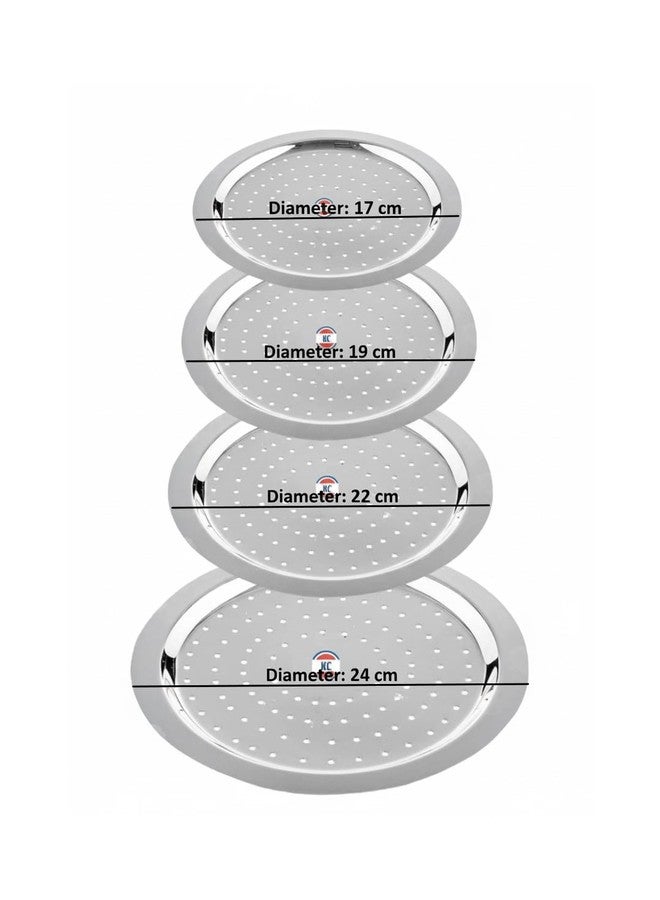 كيه سي طقم أغطية ثقوب من الفولاذ المقاوم للصدأ من كي سي، طبق شبكي من الفولاذ المقاوم للصدأ للأواني، طبق غطاء للحليب، أداة مطبخ متعددة الاستخدامات، طقم من 4 قطع - Image 2